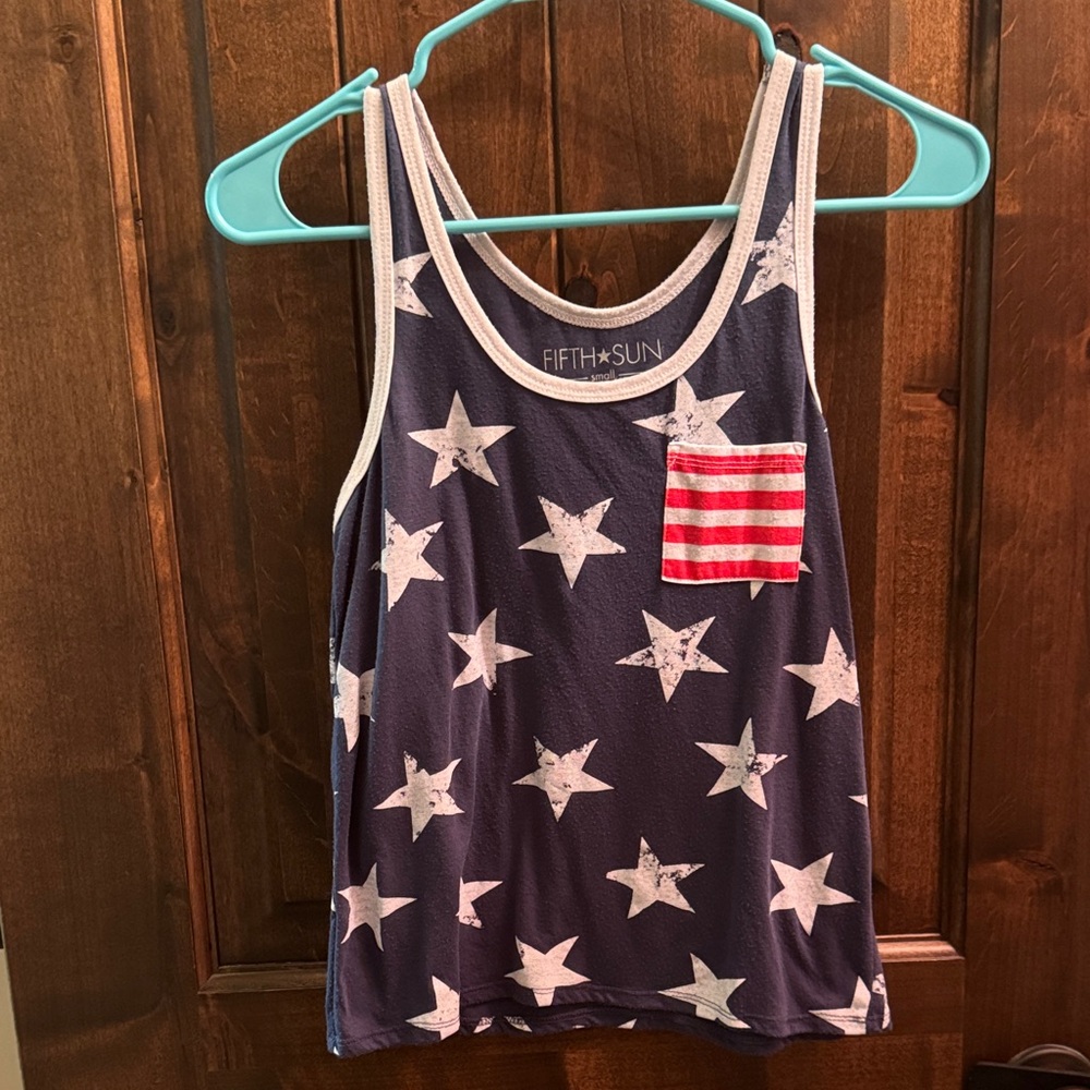 Fifth Sun Navy Star Tank with Red Striped Pocket